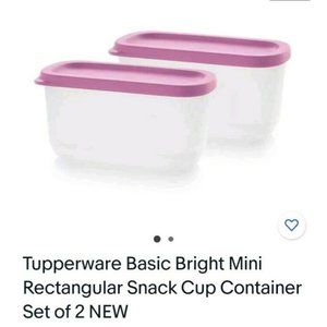 Tupperware Mini Basic Bright Rectangular Snack Cup Container Set 2 Fuchsia Pink